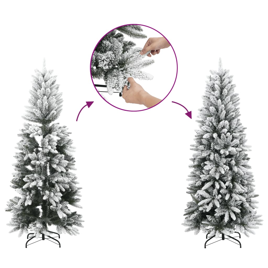 Artificial Hinged Christmas Tree with Flocked Snow 47.2"