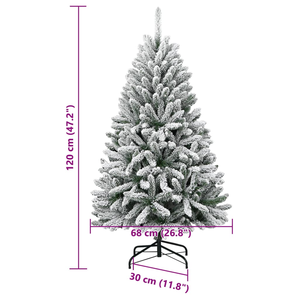 Artificial Hinged Christmas Tree with Flocked Snow 47.2"