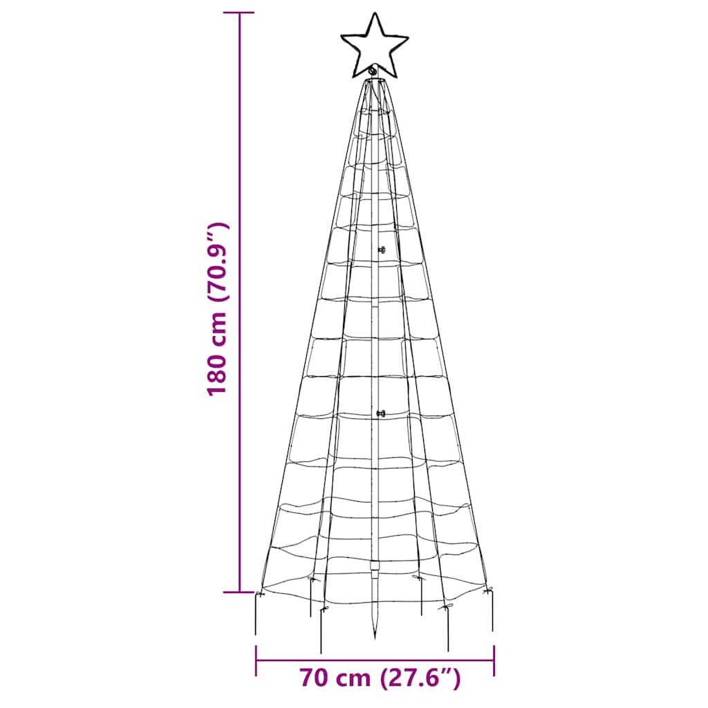 Christmas Tree Light with Spikes 220 LEDs Cold White 70.9"