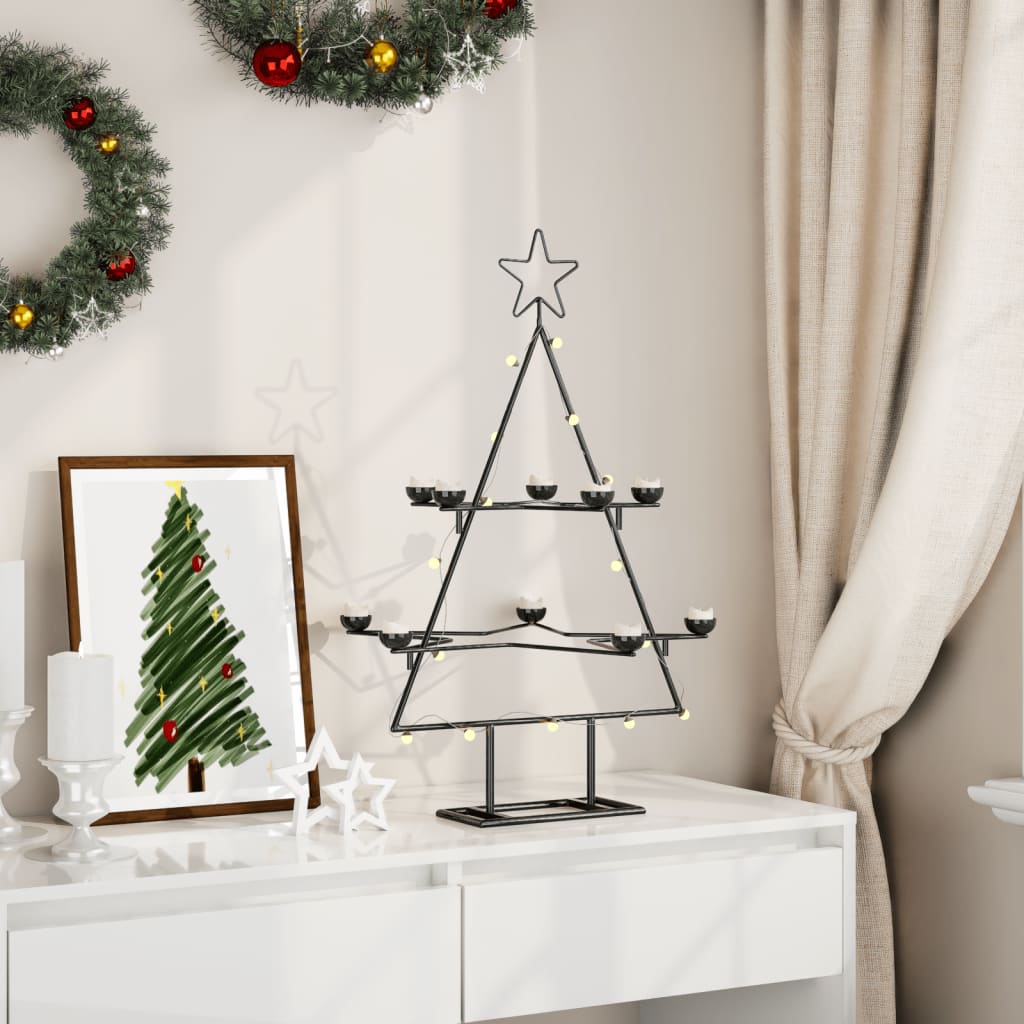 Metal Christmas Tree for Decoration Black 29.5"