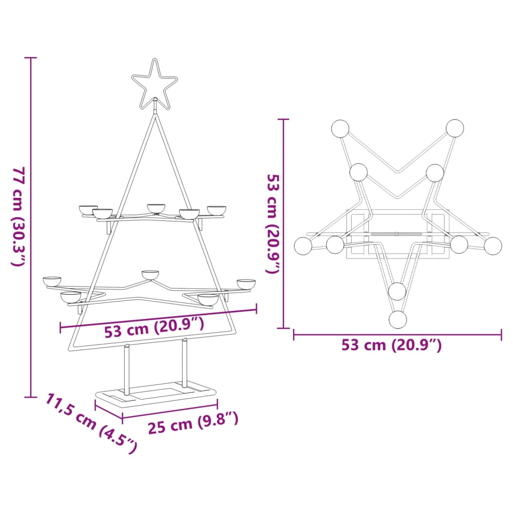 Metal Christmas Tree for Decoration Black 29.5"